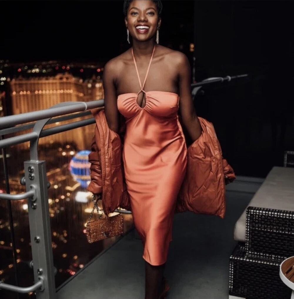 ABERCROMBIE & FITCH Halter Slip Midi Dress Rust Sz XXXL NWT $89 {3B52}